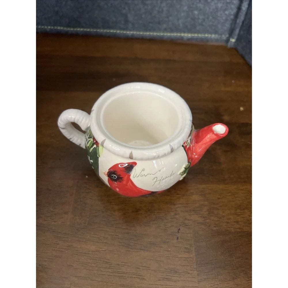 Yankee Candle RED Cardinal Bird Teapot Warm Hearts TeaLight Votive Candle Holder